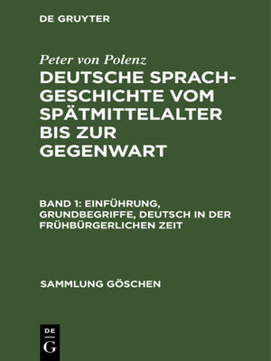 cover image of Einführung, Grundbegriffe, Deutsch in der frühbürgerlichen Zeit